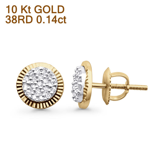 Solid 10K Yellow Gold 7.8mm Round Hip Hop Diamond Stud Earrings Wholesale