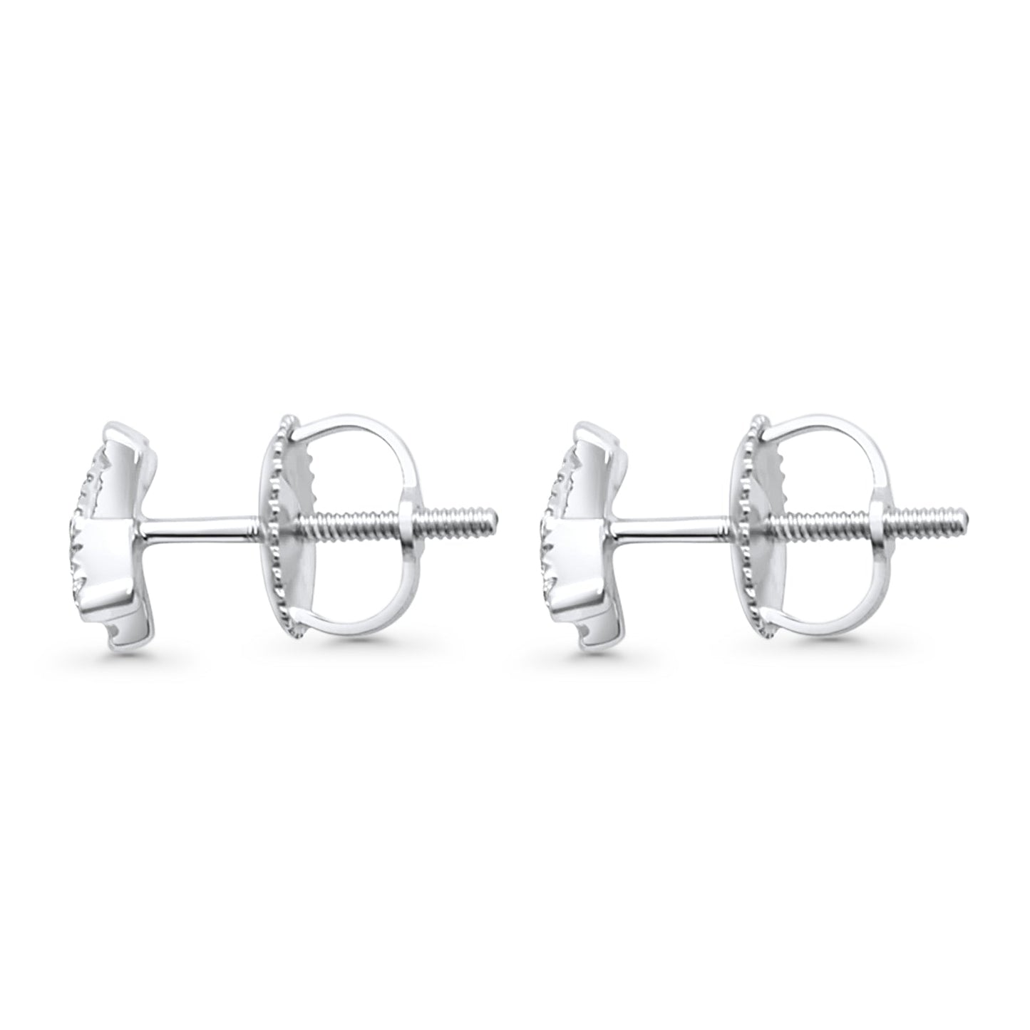 Solid 10K White Gold 6.5mm "X" Shaped Crisscross Round Diamond Stud Earrings Wholesale