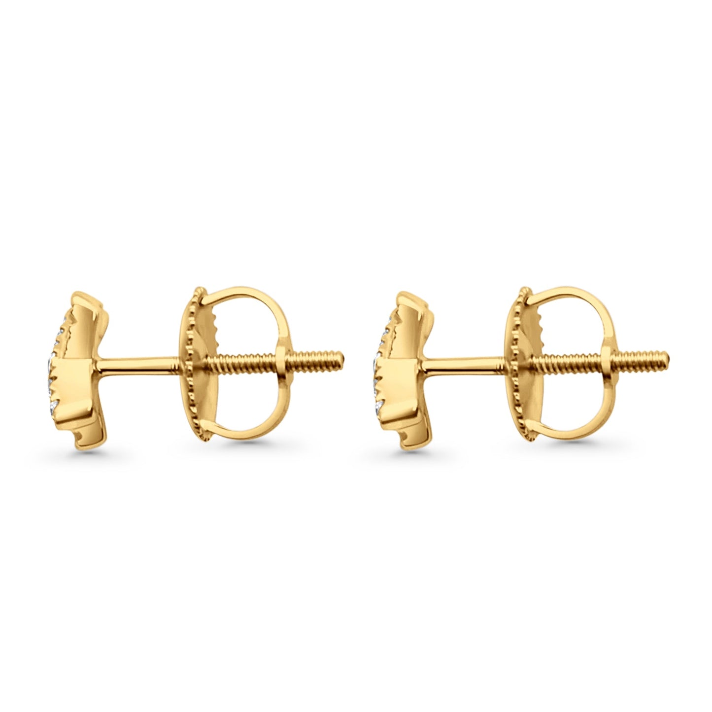 Solid 10K Yellow Gold 6.5mm "X" Shaped Crisscross Round Diamond Stud Earrings Wholesale