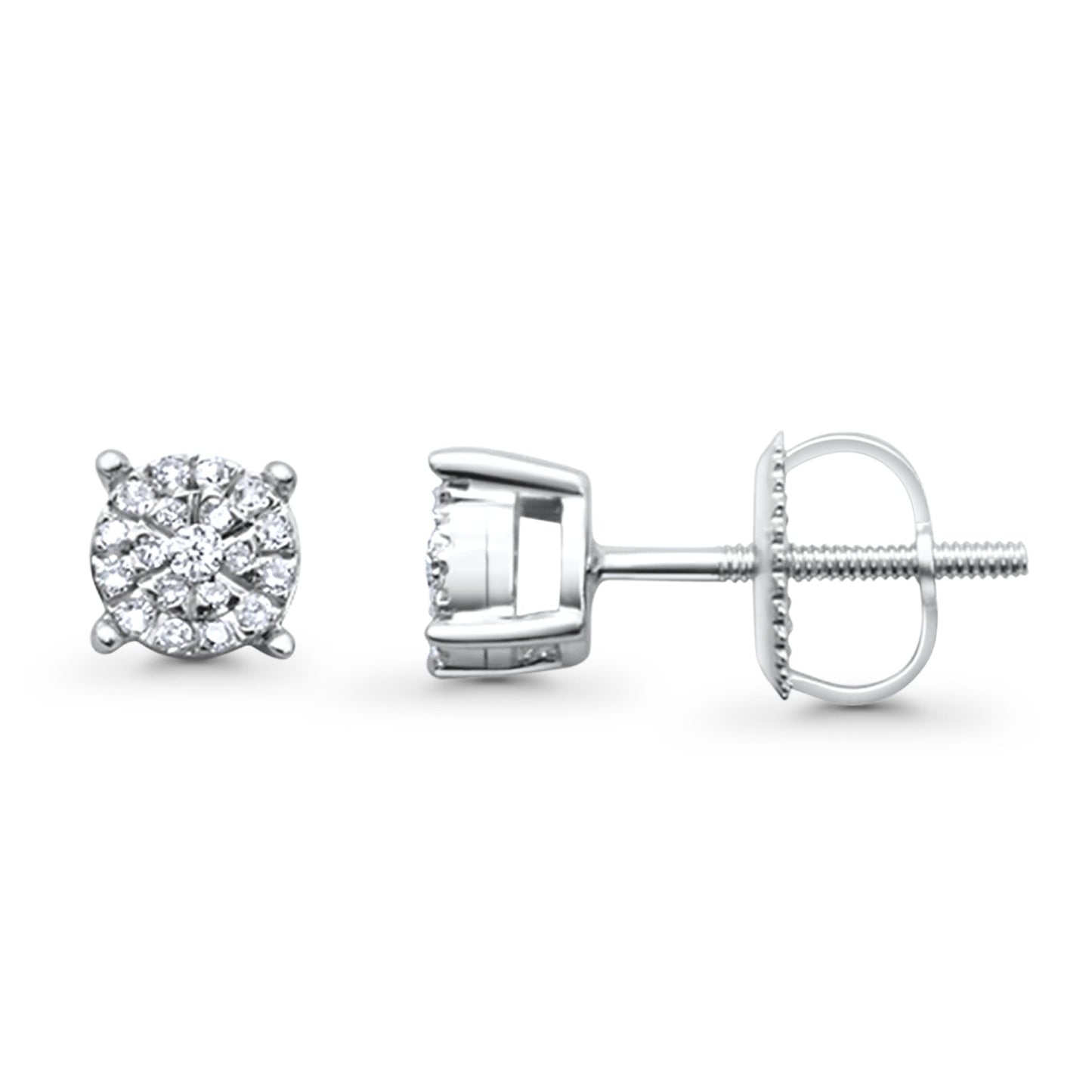 Solid 10K White Gold 5mm Round Diamond Stud Earrings Wholesale