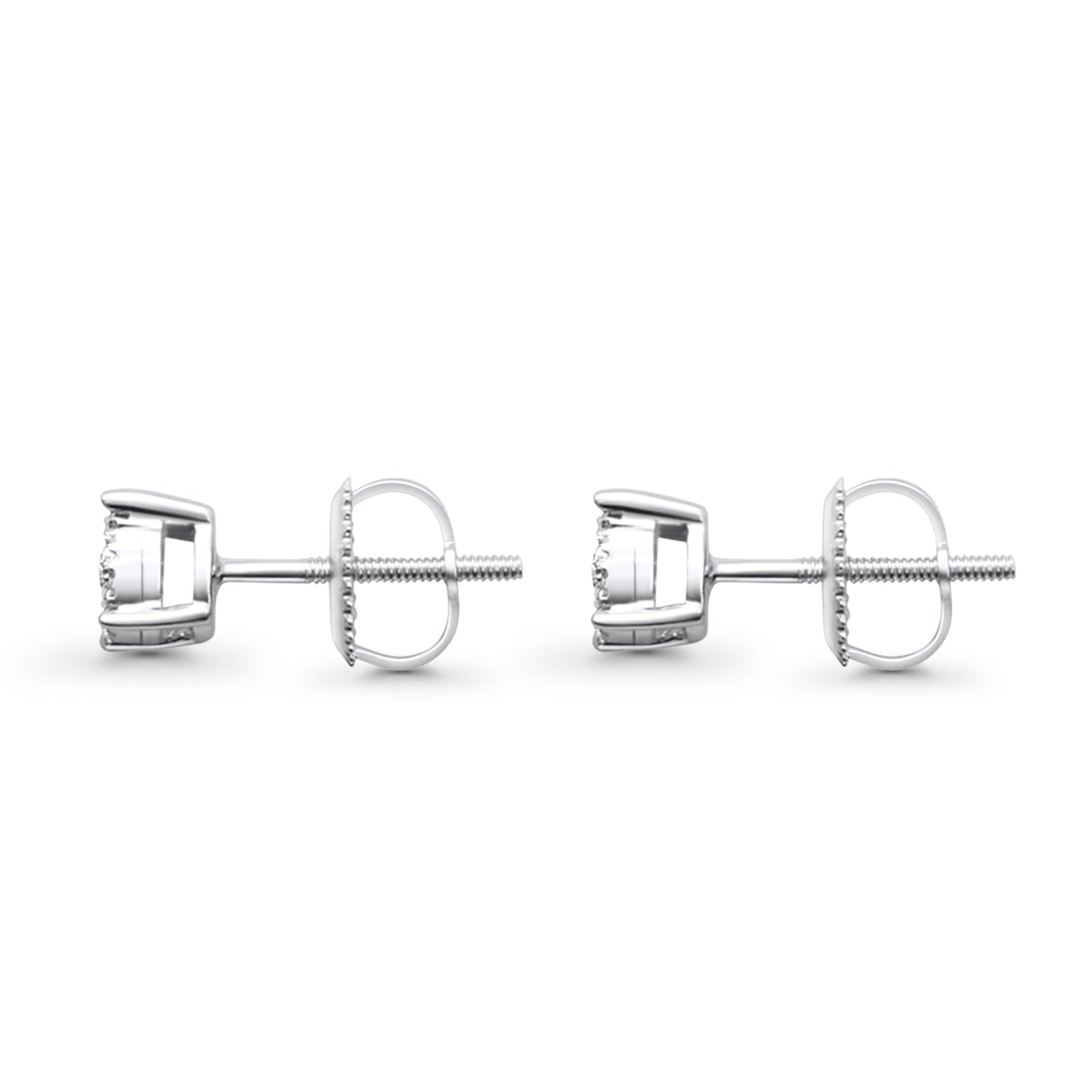 Solid 10K White Gold 5mm Round Diamond Stud Earrings Wholesale