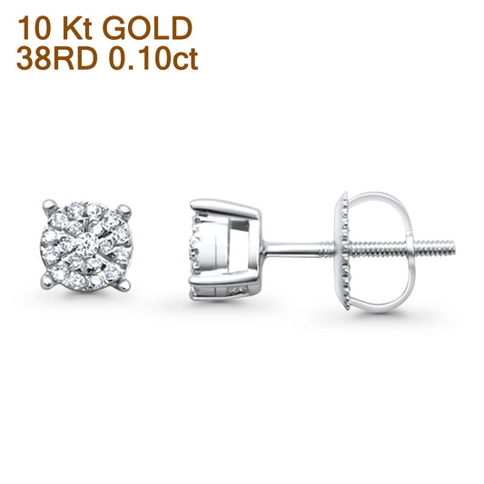 Solid 10K White Gold 5mm Round Diamond Stud Earrings Wholesale