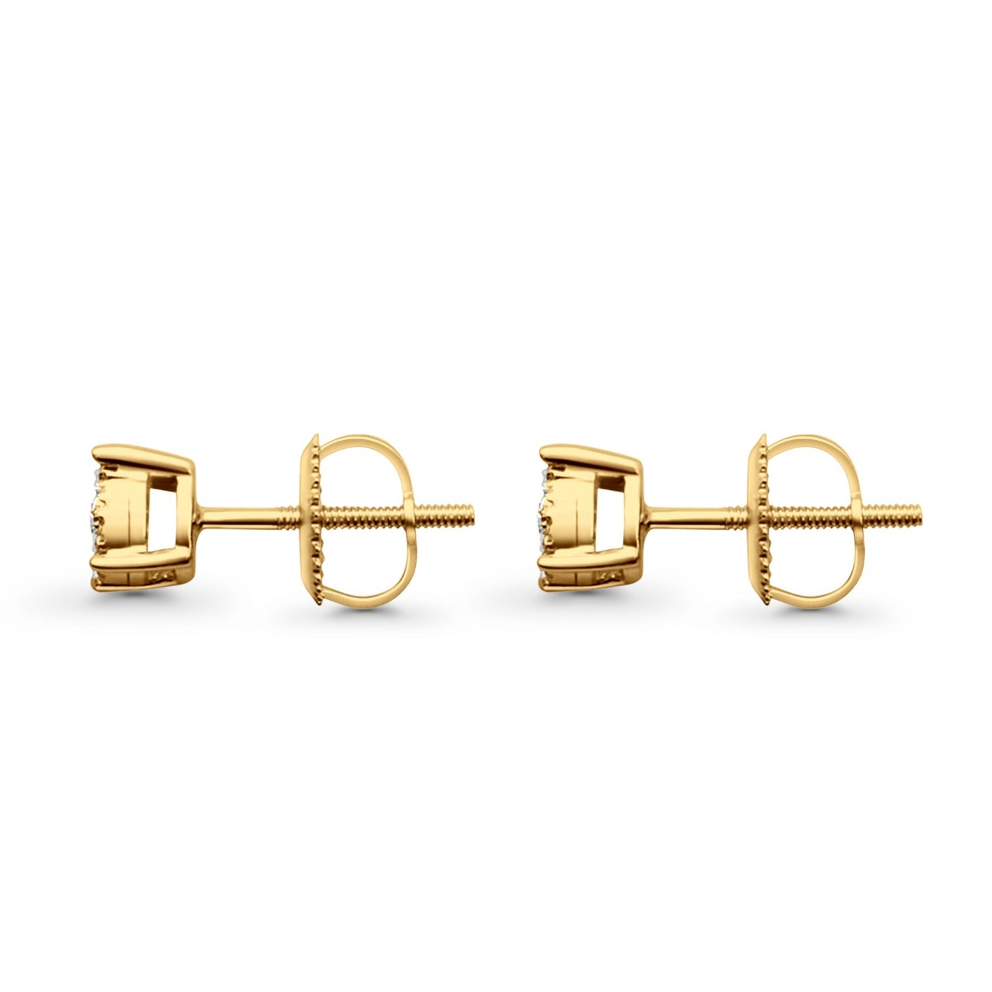 Solid 10K Yellow Gold 5mm Round Diamond Stud Earrings Wholesale