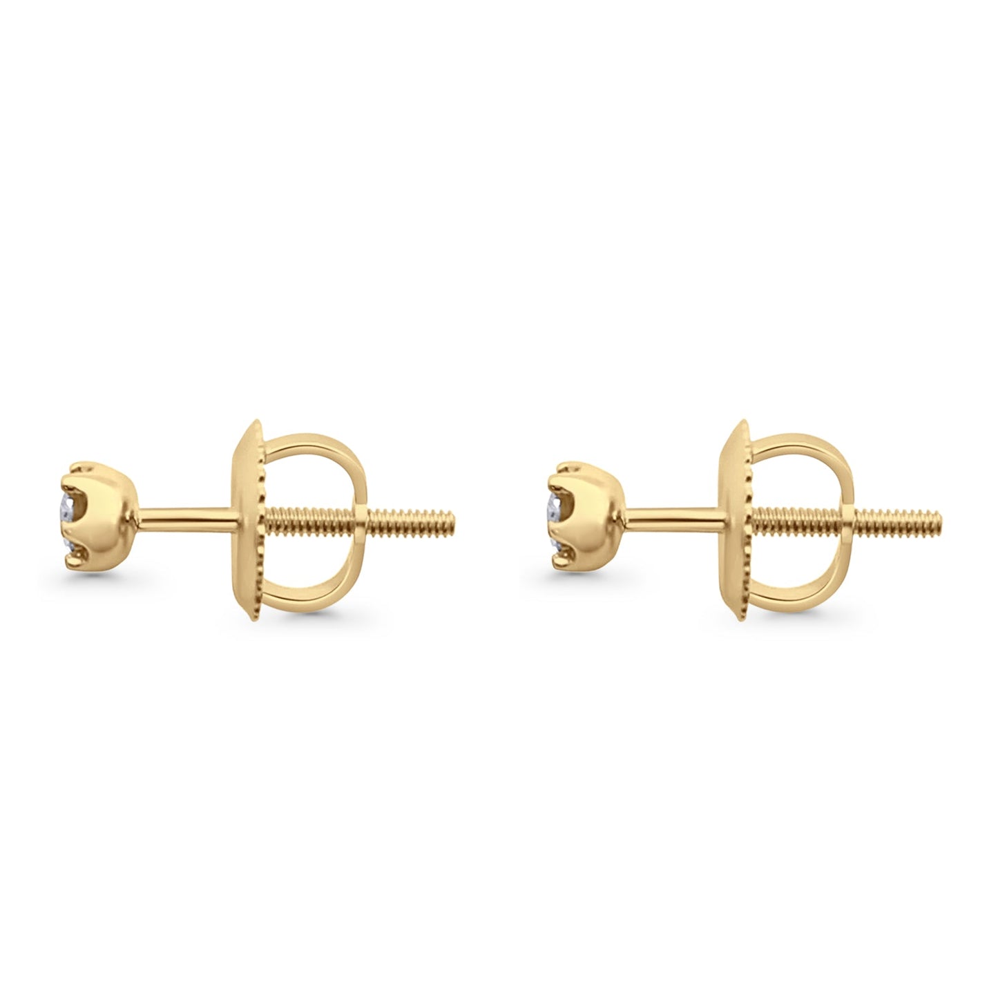 Solid 10K Yellow Gold 3mm Round Diamond Stud Minimalist Earring Wholesale