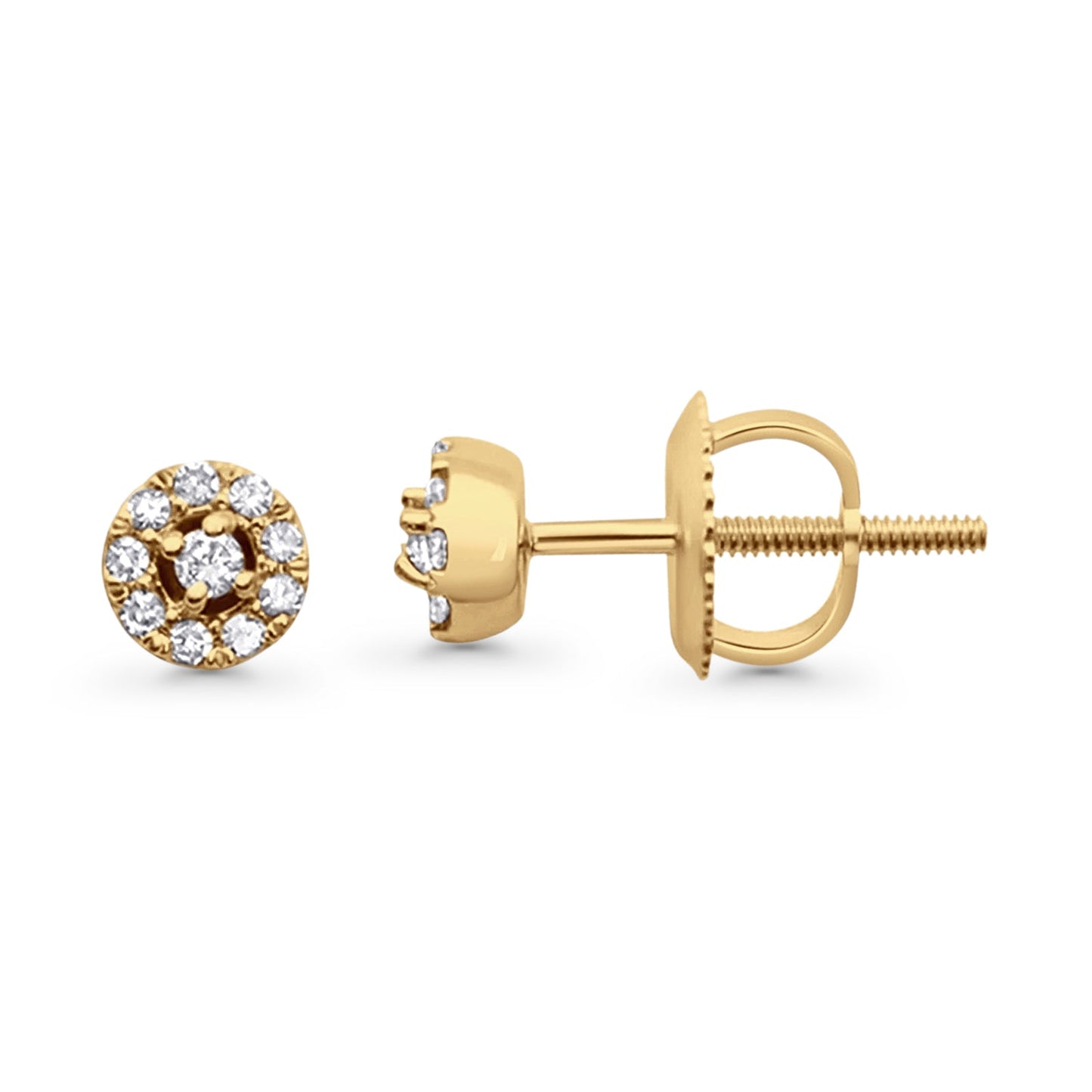 Solid 10K Yellow Gold 4.5mm Round Diamond Stud Minimalist Earring Wholesale