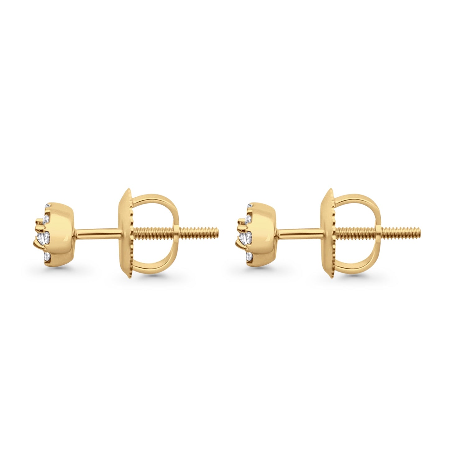 Solid 10K Yellow Gold 4.5mm Round Diamond Stud Minimalist Earring Wholesale