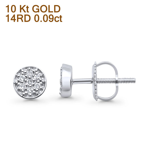 Solid 10K White Gold 5.3mm Round Cluster Diamond Stud Earring Wholesale