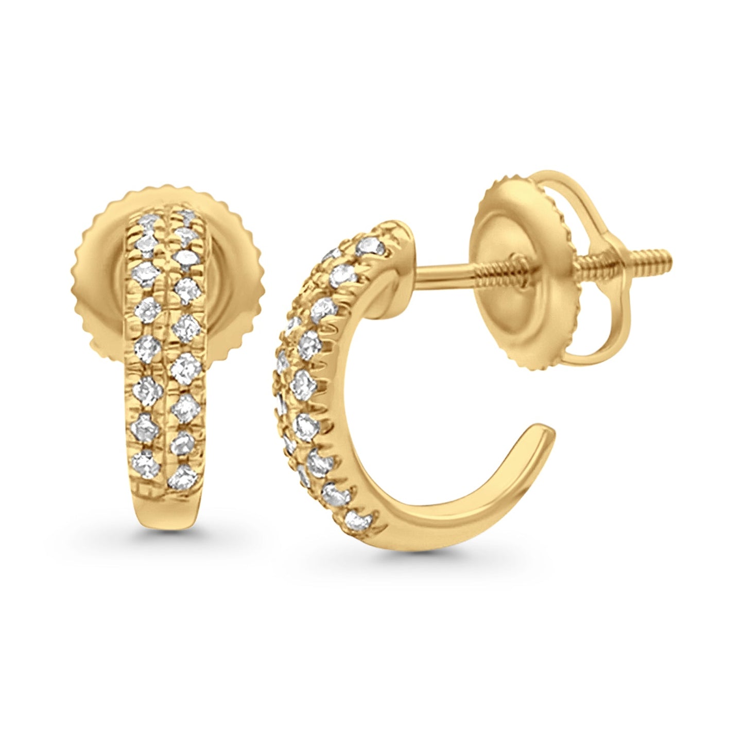 10K J Hoop Earrings Yellow Gold 11.6mm Diamond Wholesale