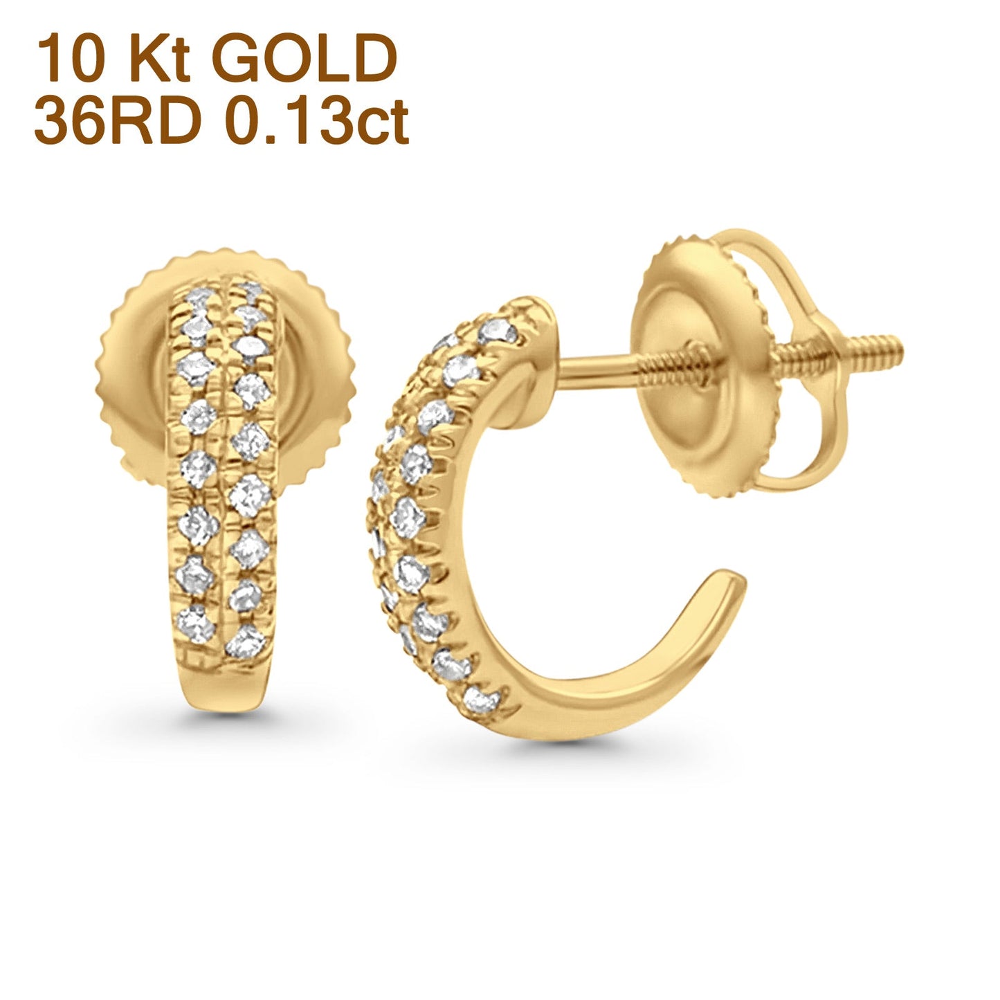 10K J Hoop Earrings Yellow Gold 11.6mm Diamond Wholesale