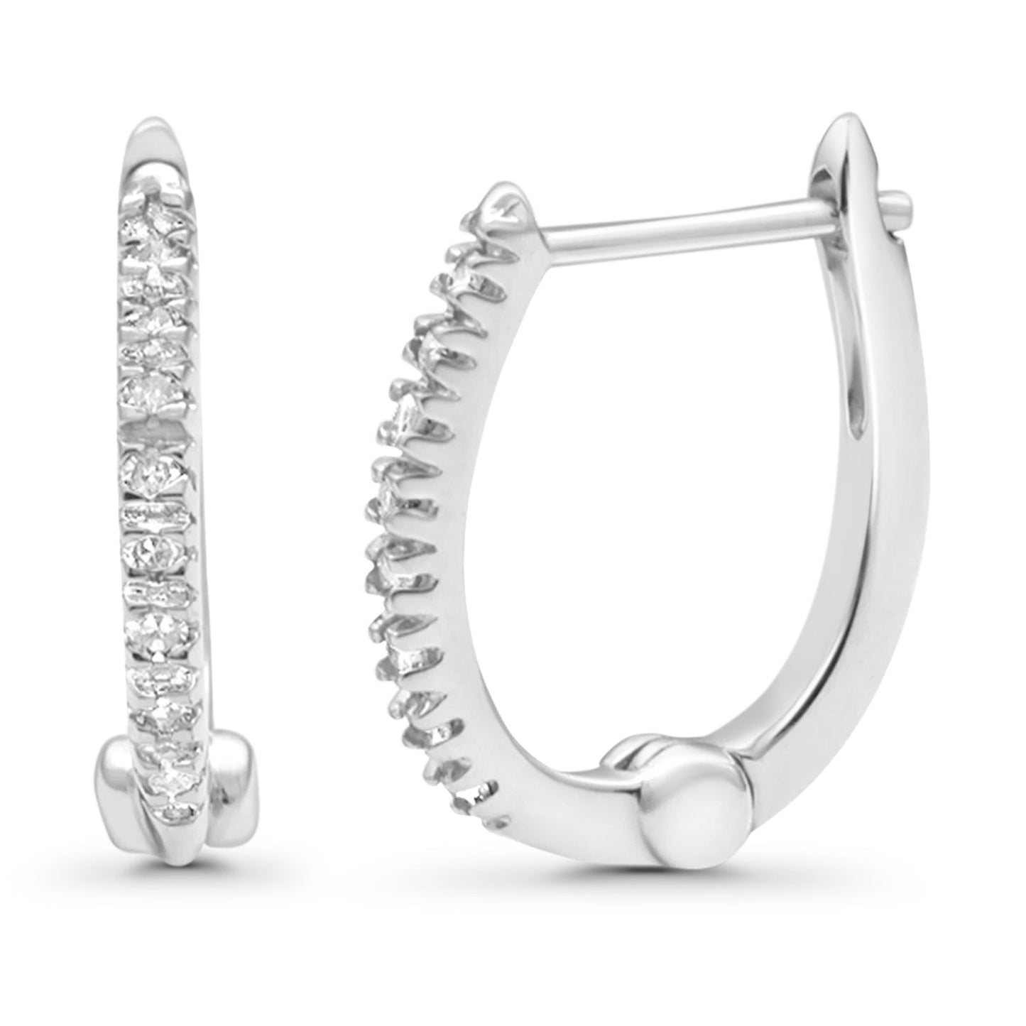 Solid 10K White Gold 12.7mm Round Charmed Brilliance Diamond Hoop Earrings Wholesale