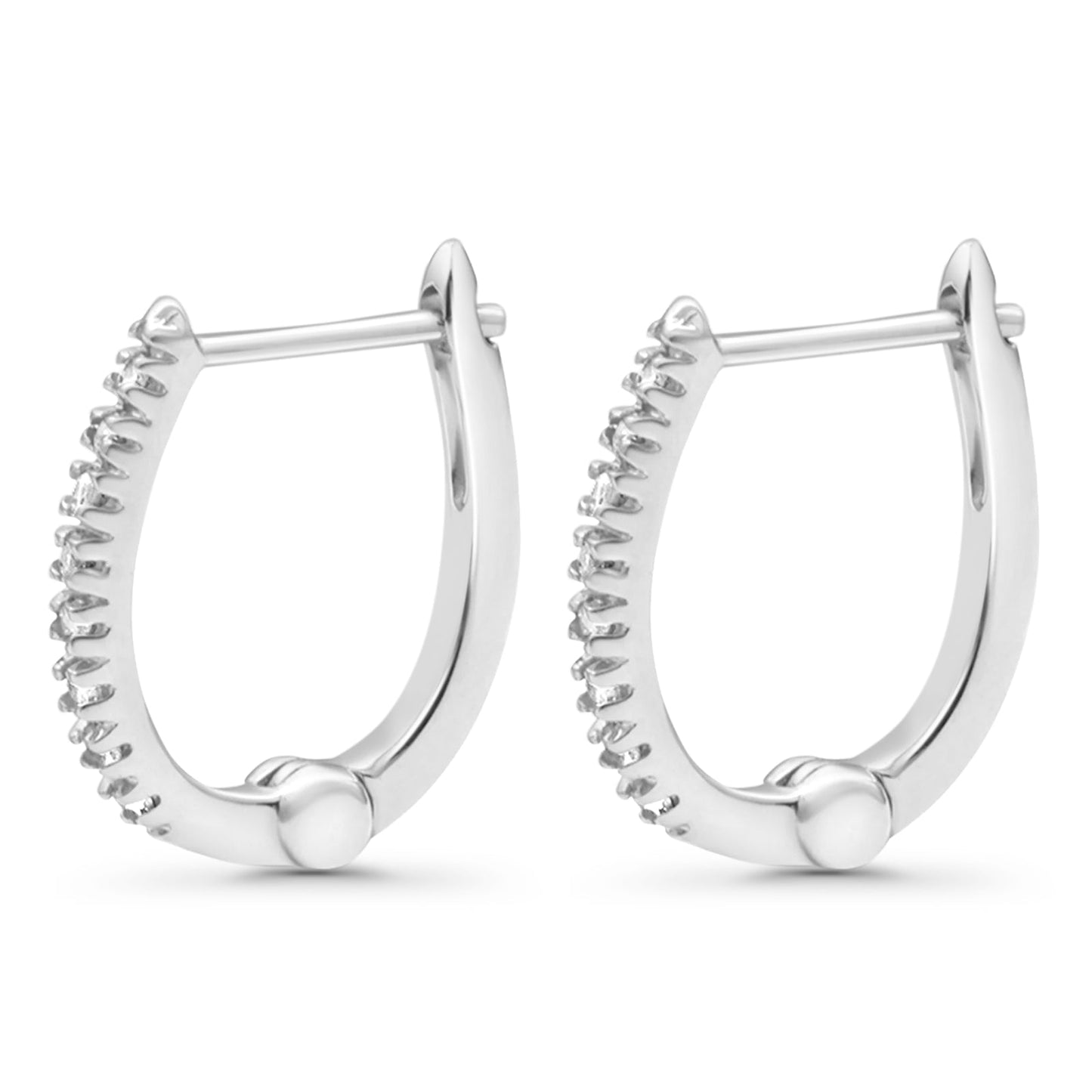 Solid 10K White Gold 12.7mm Round Charmed Brilliance Diamond Hoop Earrings Wholesale