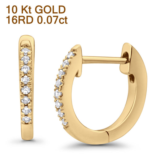 Solid 10K Yellow Gold 11.6mm U Shaped Diamond Huggie Hoop Earrings Wholesale