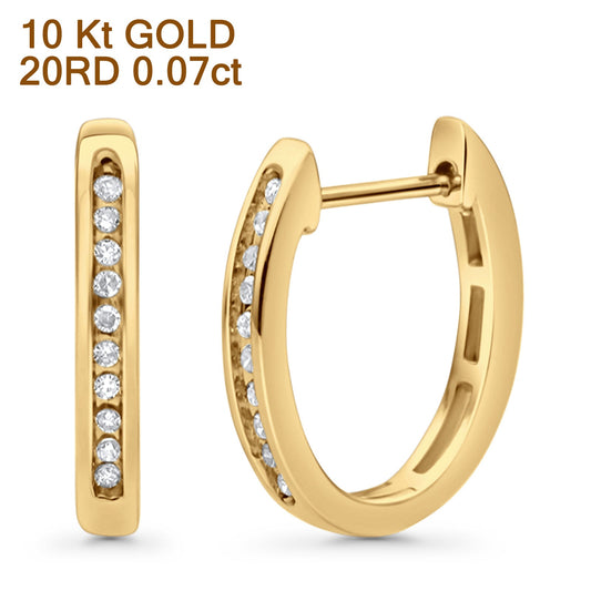 Solid 10K Yellow Gold 12.7mm Channel Set Diamond Huggie Hoop Earrings Wholesale