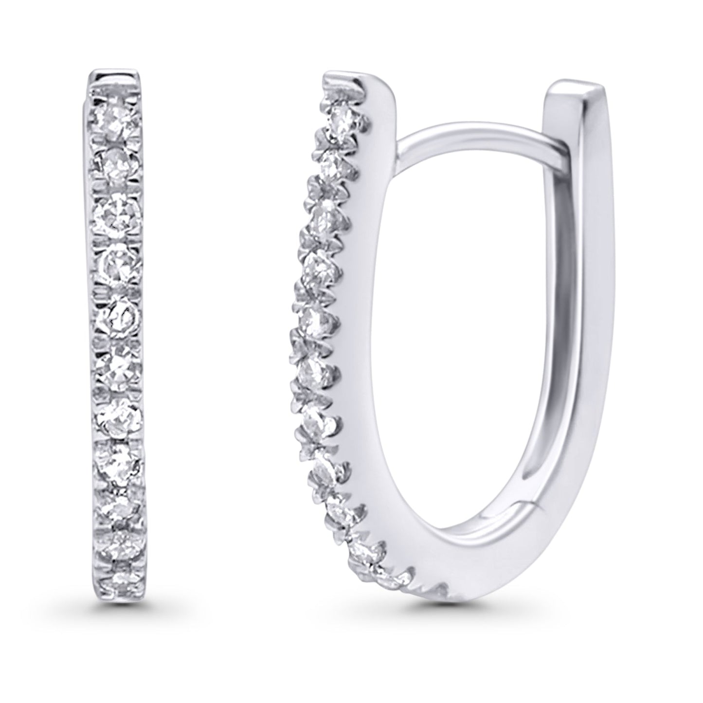 Solid 10K White Gold 12.7mm Round Diamond Hoop Earrings Wholesale