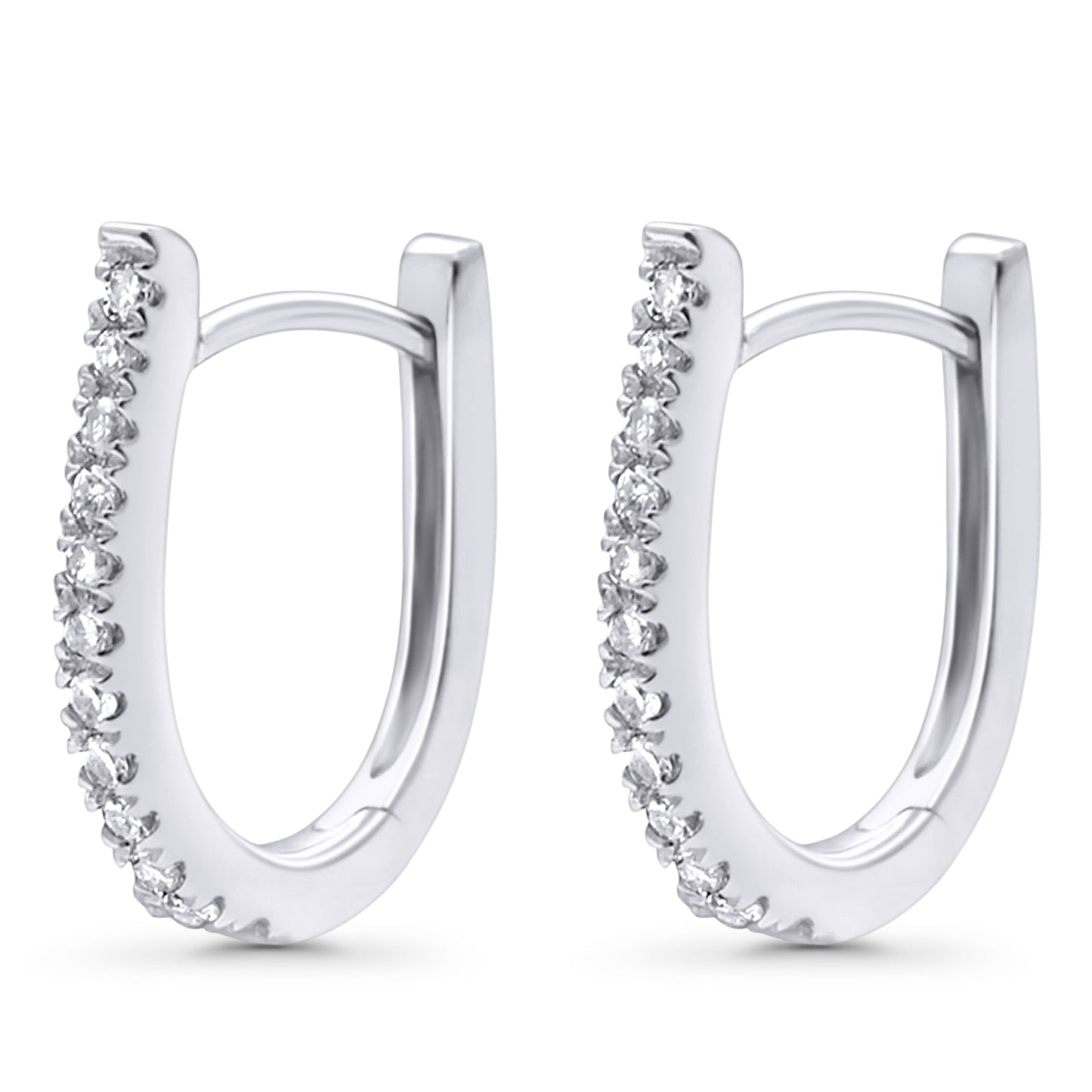 Solid 10K White Gold 12.7mm Round Diamond Hoop Earrings Wholesale