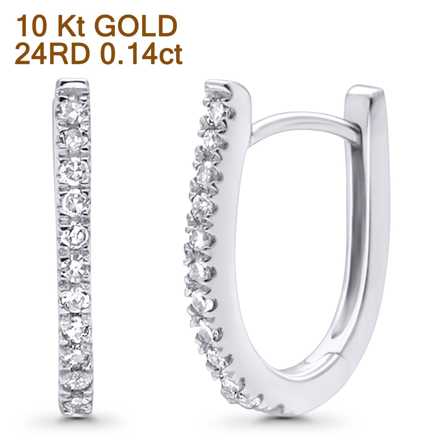 Solid 10K White Gold 12.7mm Round Diamond Hoop Earrings Wholesale