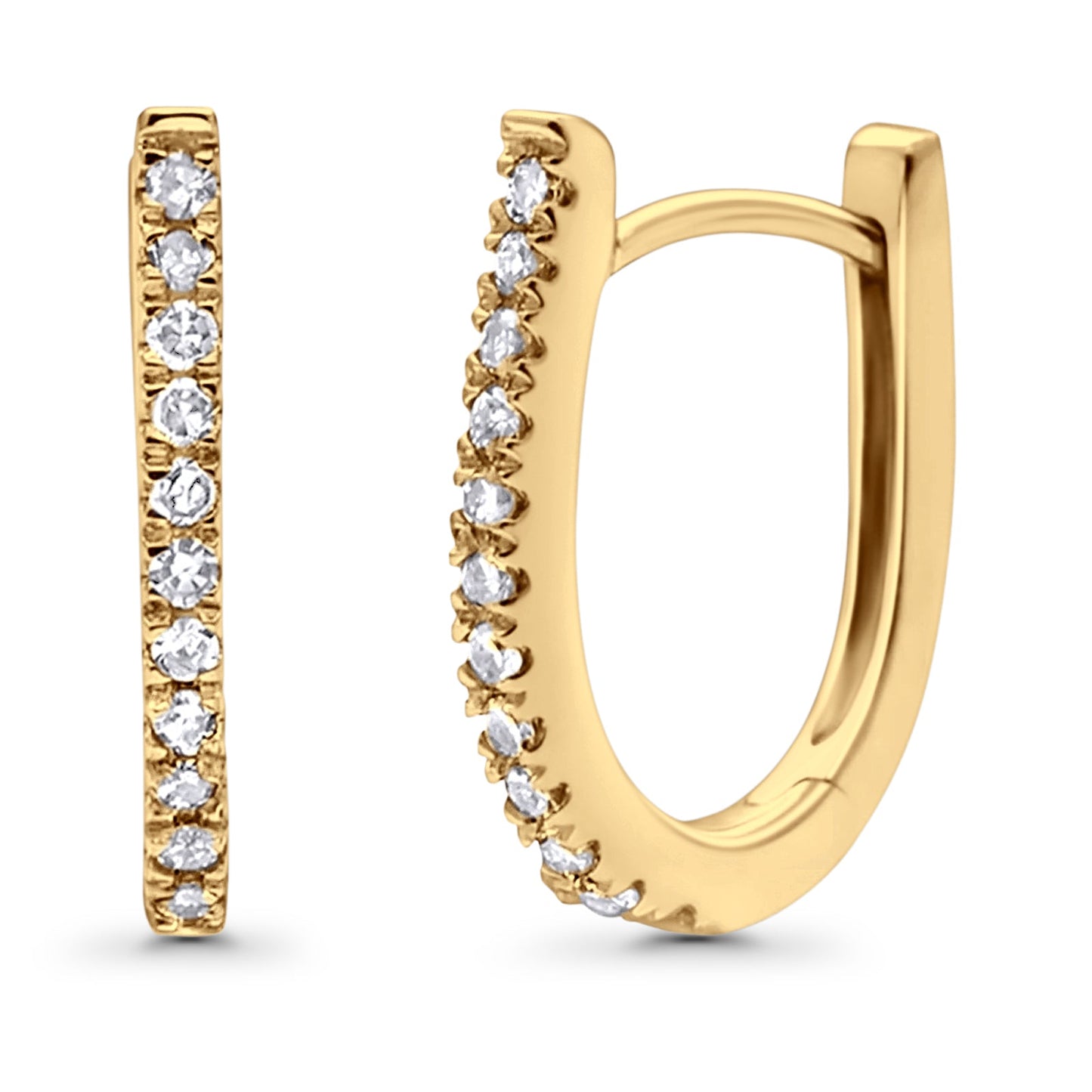 Solid 10K Yellow Gold 12.7mm Round Diamond Hoop Earrings Wholesale