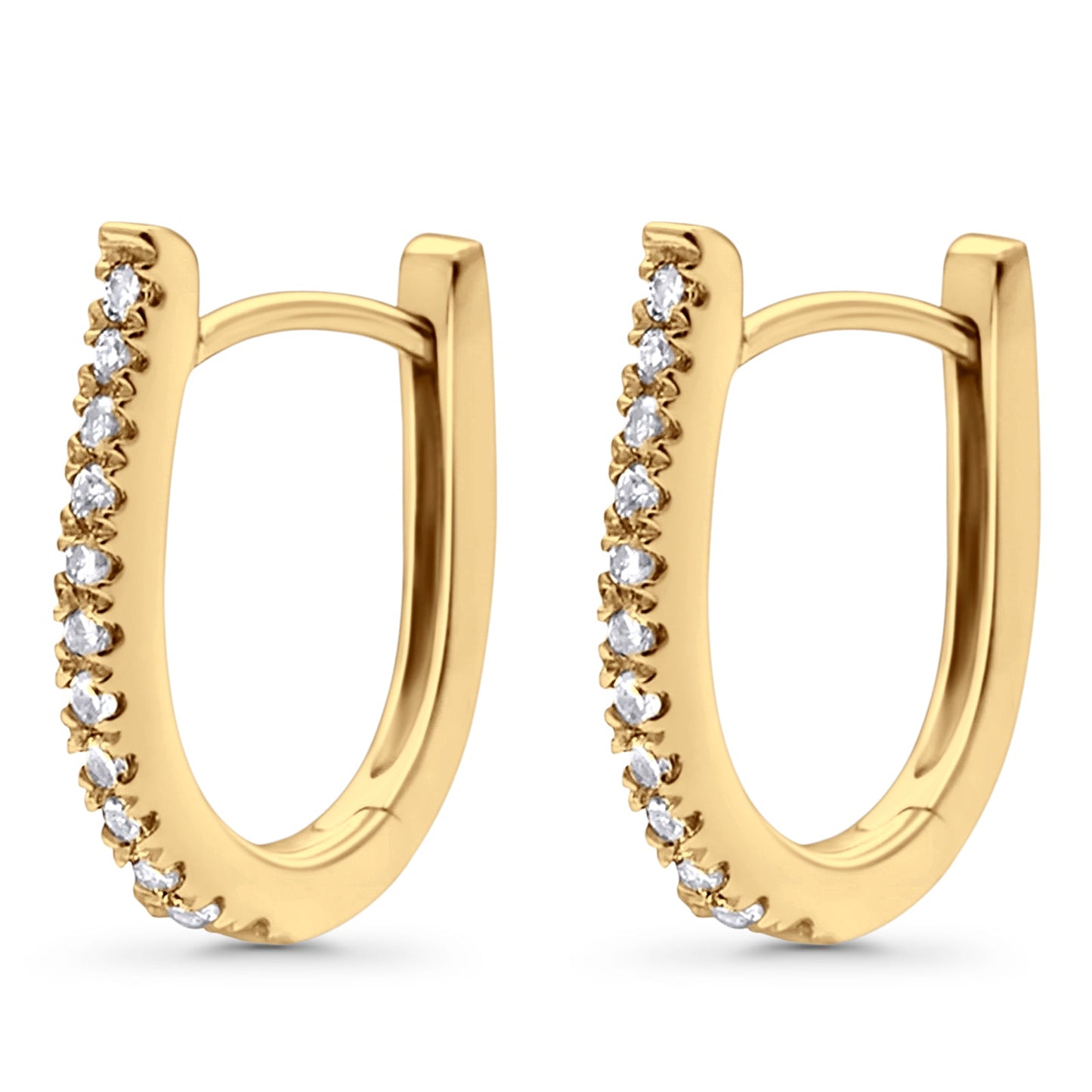 Solid 10K Yellow Gold 12.7mm Round Diamond Hoop Earrings Wholesale