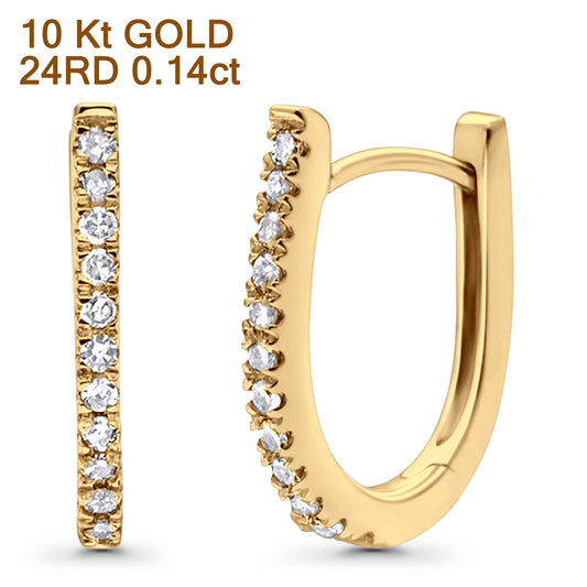 Solid 10K Yellow Gold 12.7mm Round Diamond Hoop Earrings Wholesale