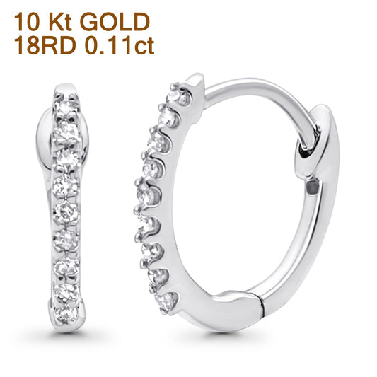 Solid 10K White Gold 11.6mm Cluster Diamond Huggie Hoop Earring Wholesale