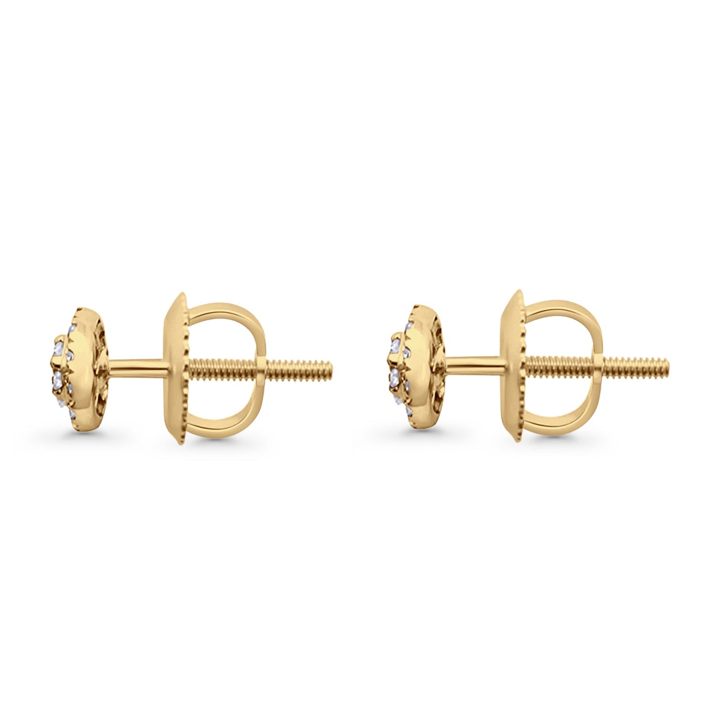 Solid 10K Yellow Gold 5.4mm Round Fashion Diamond Stud Earring Wholesale