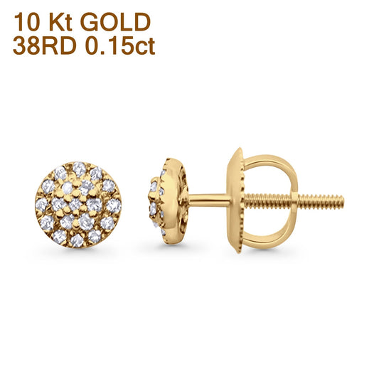 Solid 10K Yellow Gold 5.4mm Round Fashion Diamond Stud Earring Wholesale