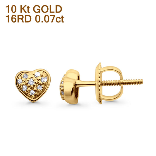 Solid 10K Yellow Gold 5.5mm Heart Shaped Cluster Round Diamond Stud Earrings Wholesale