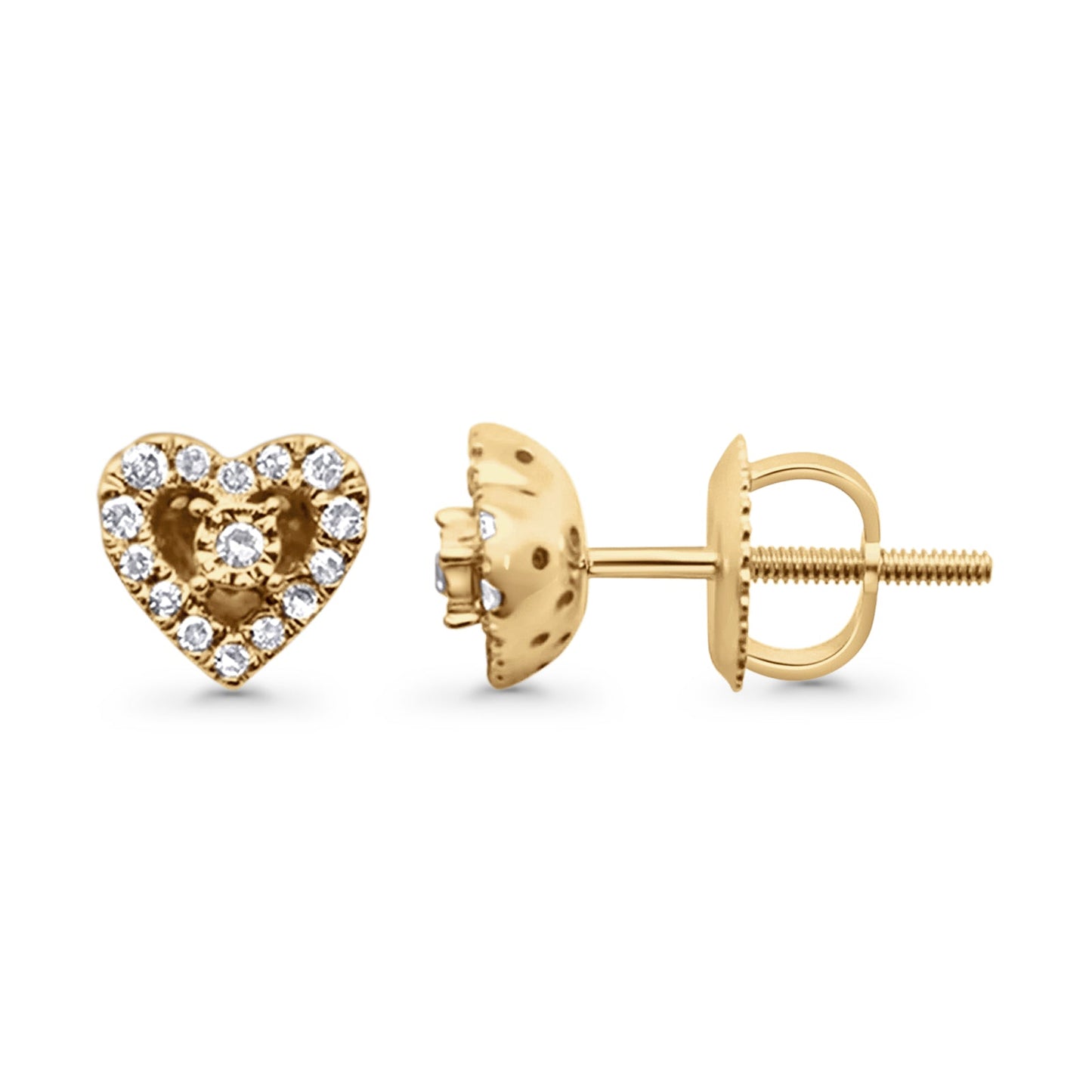 Diamond Heart Stud Earrings 7mm Round Cluster 10K Yellow Gold Wholesale