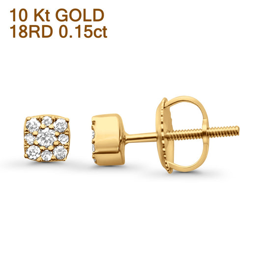 Solid 10K Yellow Gold 4.2mm Elegant Cluster Square Diamond Stud Earrings Wholesale