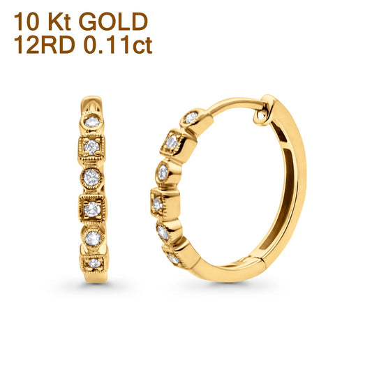 Solid 10K Yellow Gold 12.7mm Brilliant Hinged Diamond Hoop Earrings Wholesale