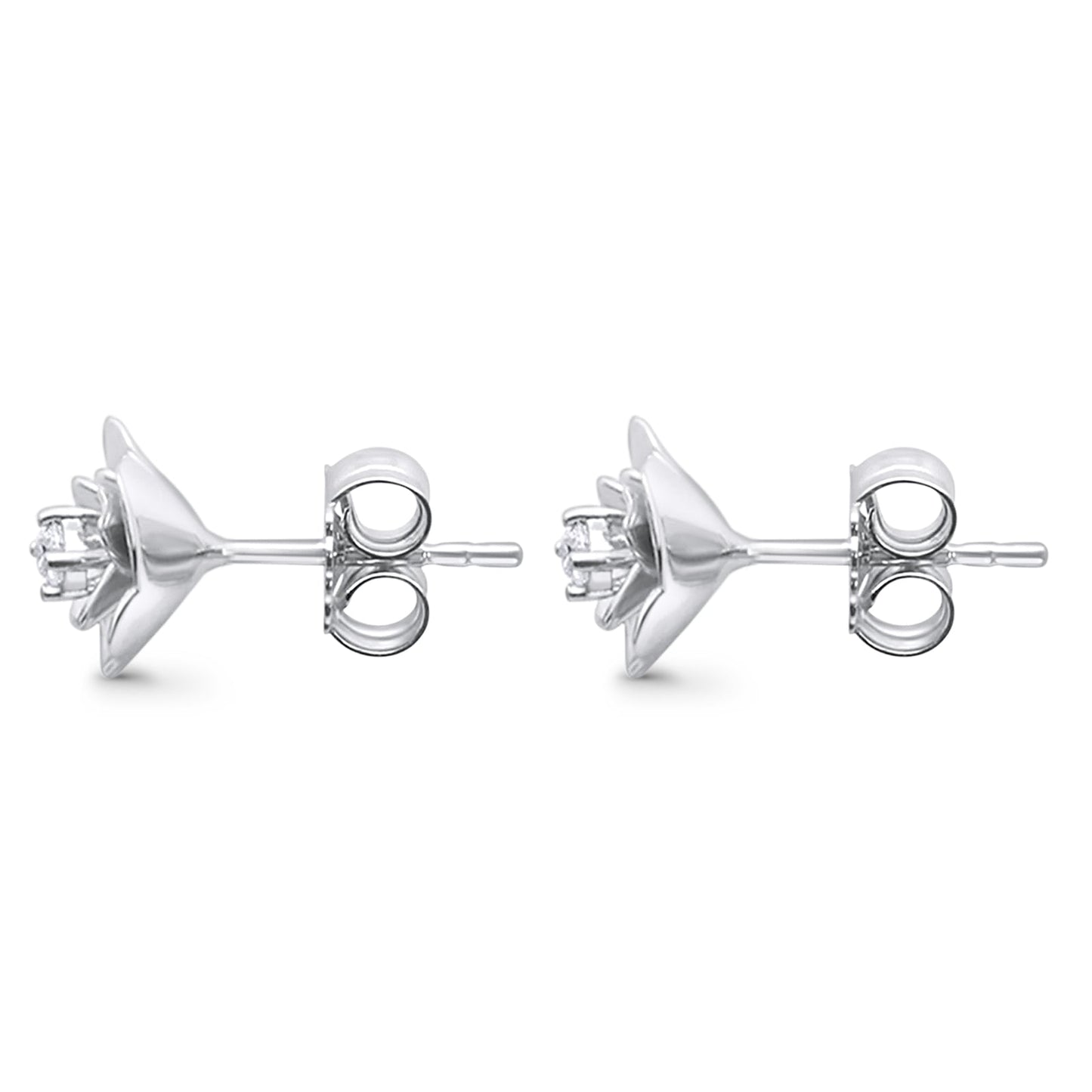 Solid 10K White Gold 8.5mm Floral Minimalist Diamond Stud Earrings Wholesale