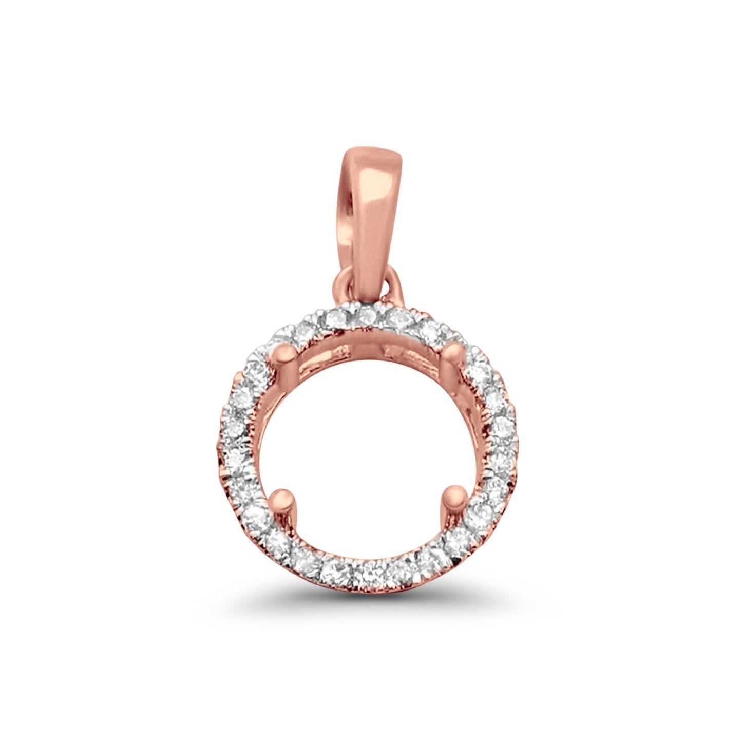 14K Rose Gold .11ct Round Diamond Semi Mount Pendant