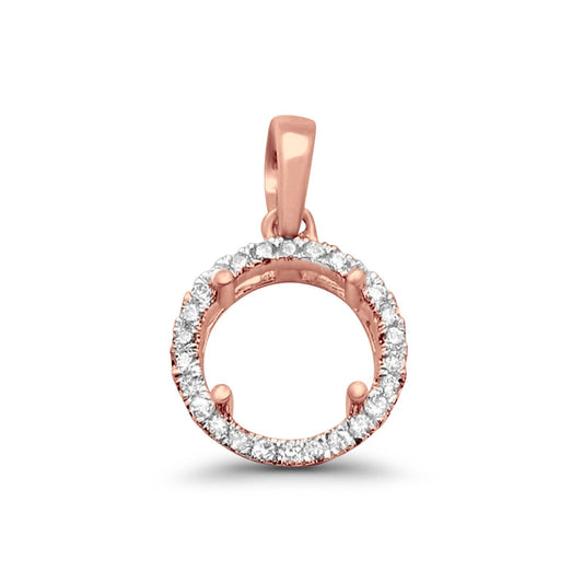 14K Rose Gold .11ct Round Diamond Semi Mount Pendant