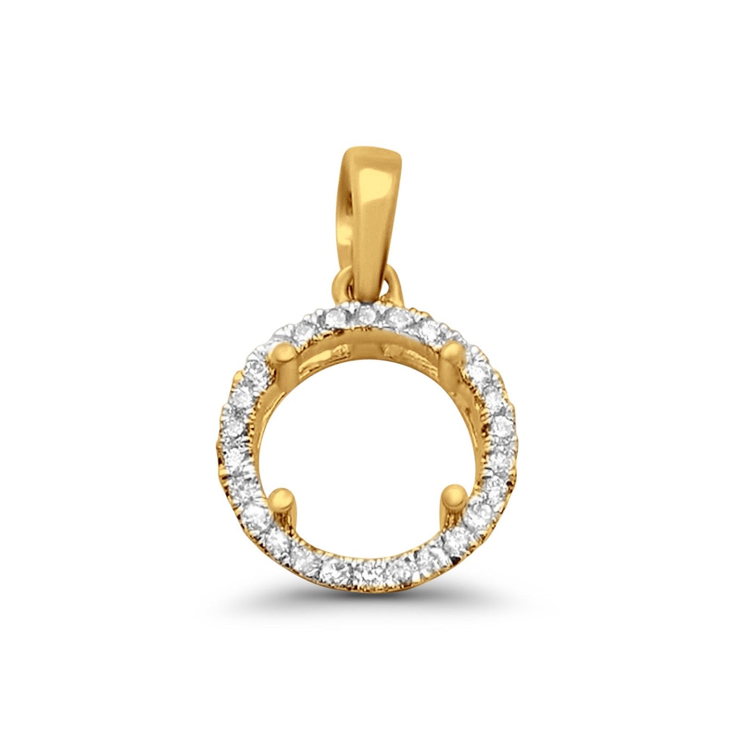 14K Yellow Gold .11ct Round Diamond Semi Mount Pendant