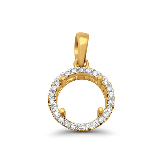 14K Yellow Gold .11ct Round Diamond Semi Mount Pendant