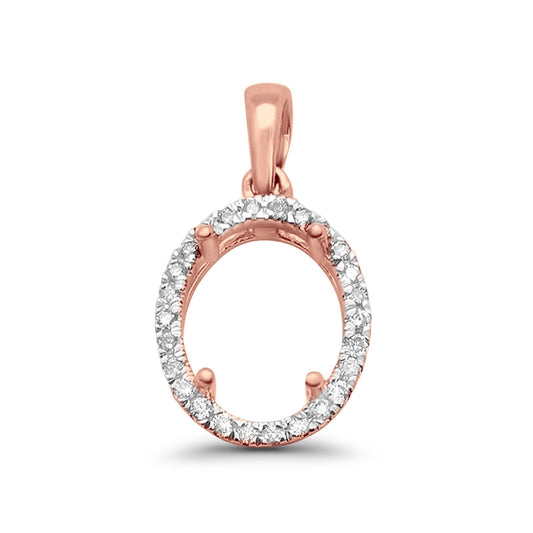 14K Rose Gold .13ct Oval Diamond Semi Mount Pendant