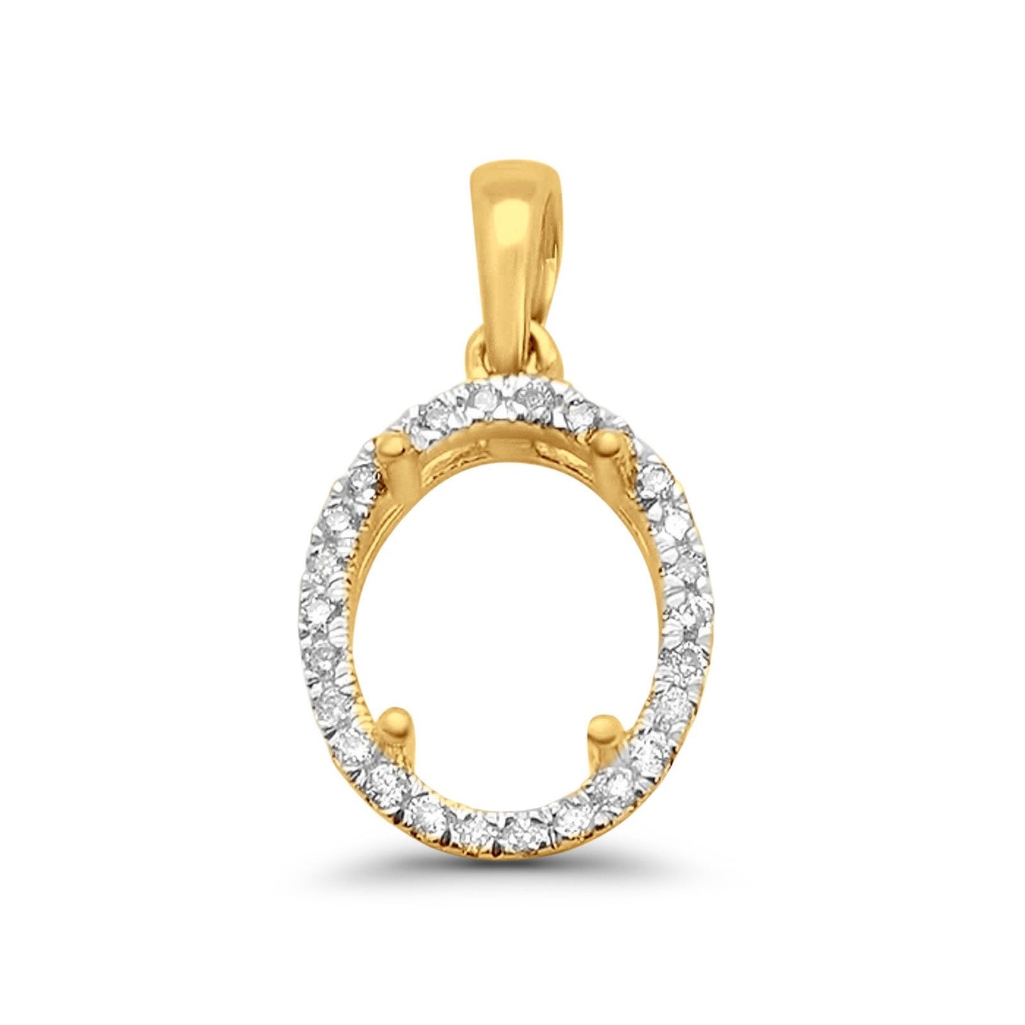 14K Yellow Gold .13ct Oval Diamond Semi Mount Pendant