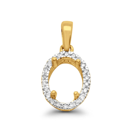 14K Yellow Gold .11ct Oval Diamond Semi Mount Pendant