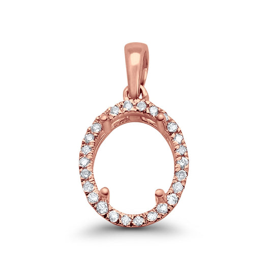 14K Rose Gold .08ct Oval Diamond Semi Mount Pendant