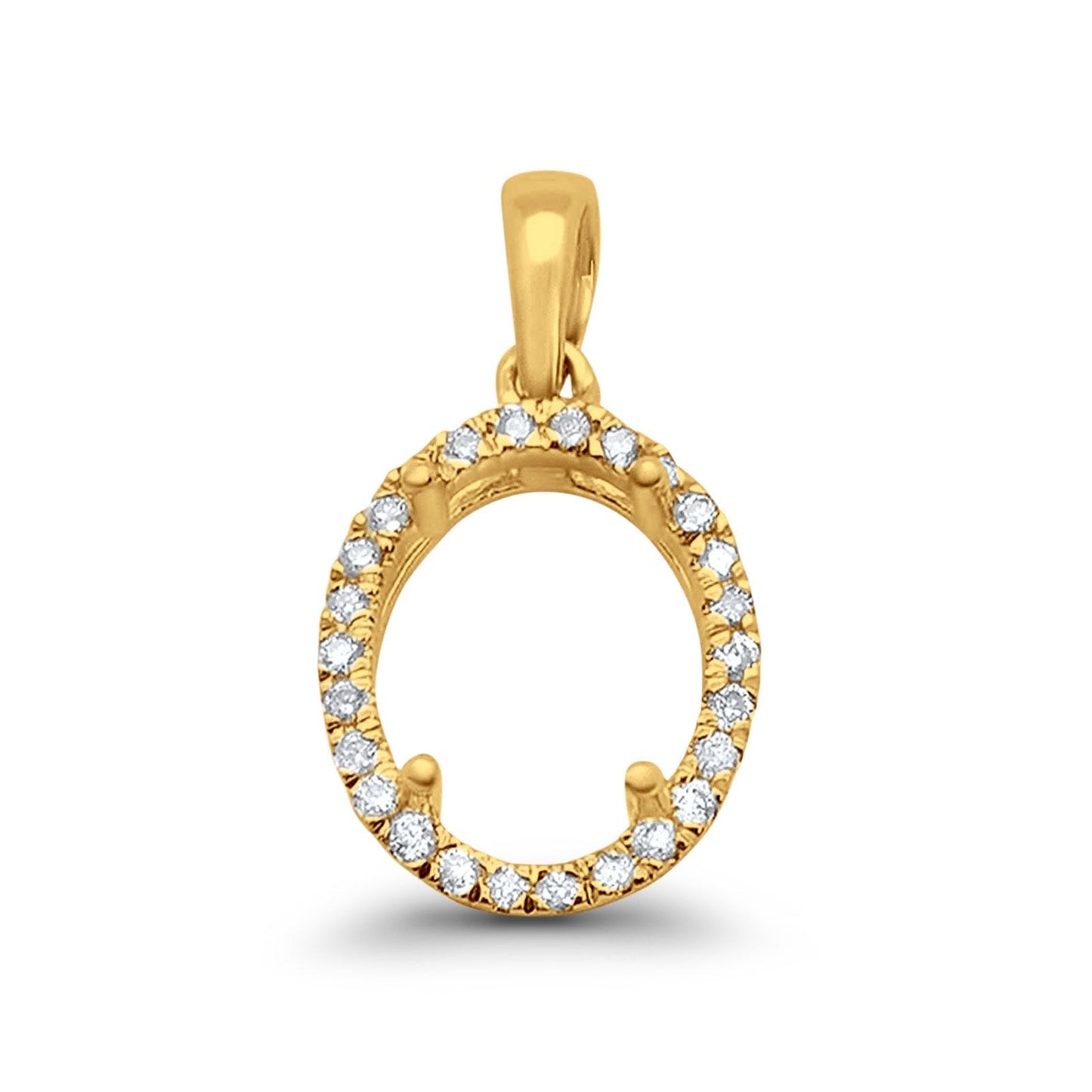 14K Yellow Gold .08ct Oval Diamond Semi Mount Pendant