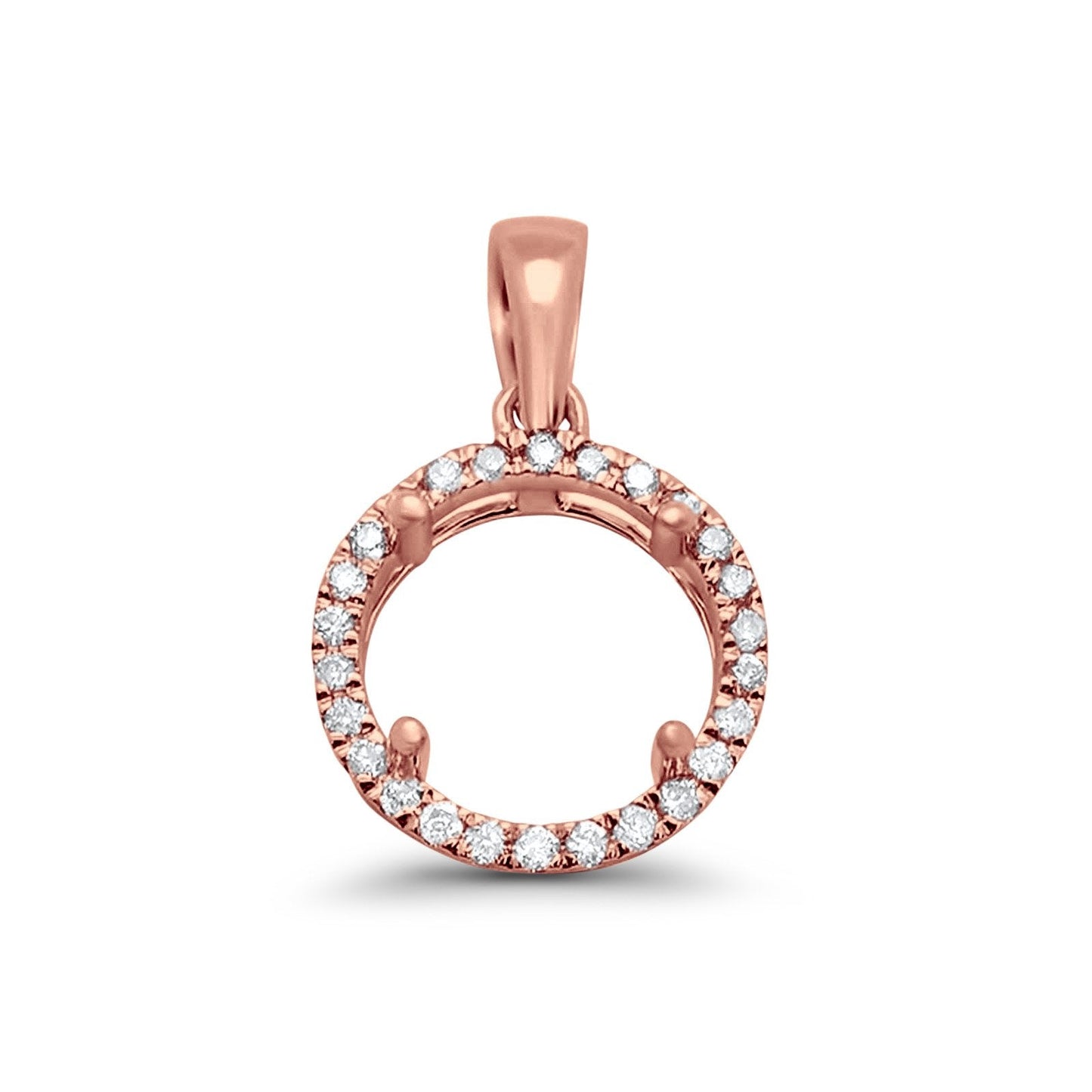 14K Rose Gold Round Diamond .13ct Semi Mount Pendant