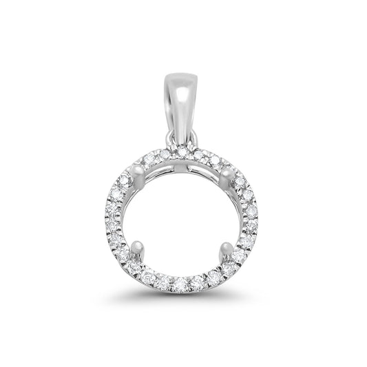 14K White Gold Round Diamond .13ct Semi Mount Pendant