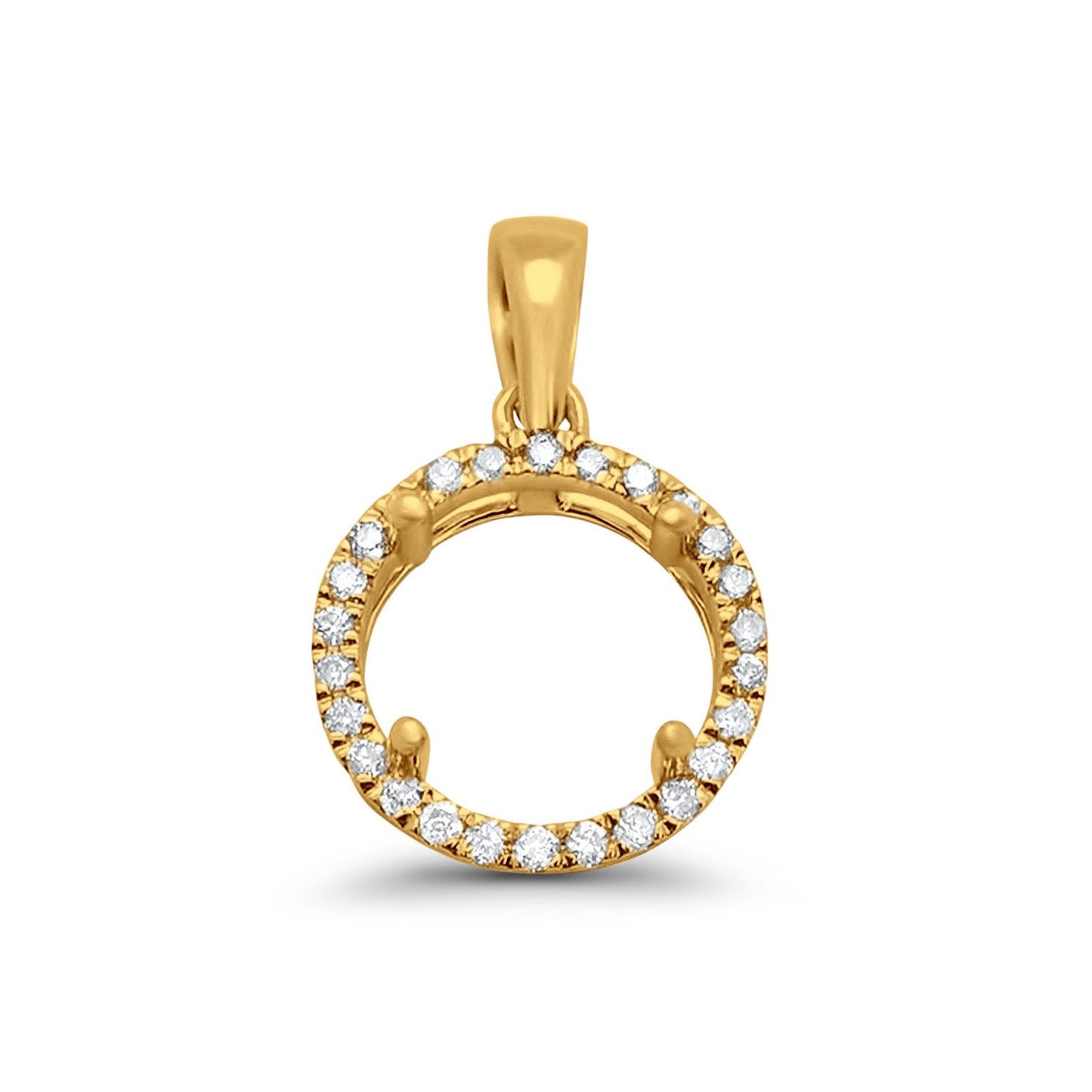 14K Yellow Gold Round Diamond .13ct Semi Mount Pendant