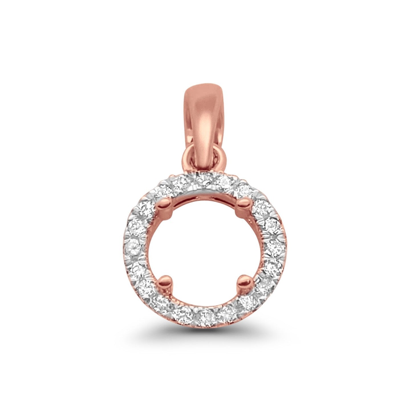 14K Rose Gold .08ct Round Diamond Semi Mount Pendant