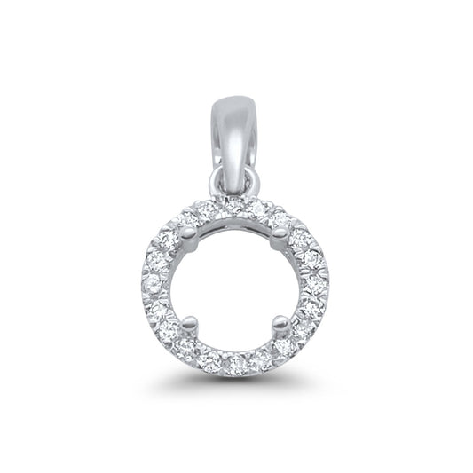 14K White Gold .08ct Round Diamond Semi Mount Pendant