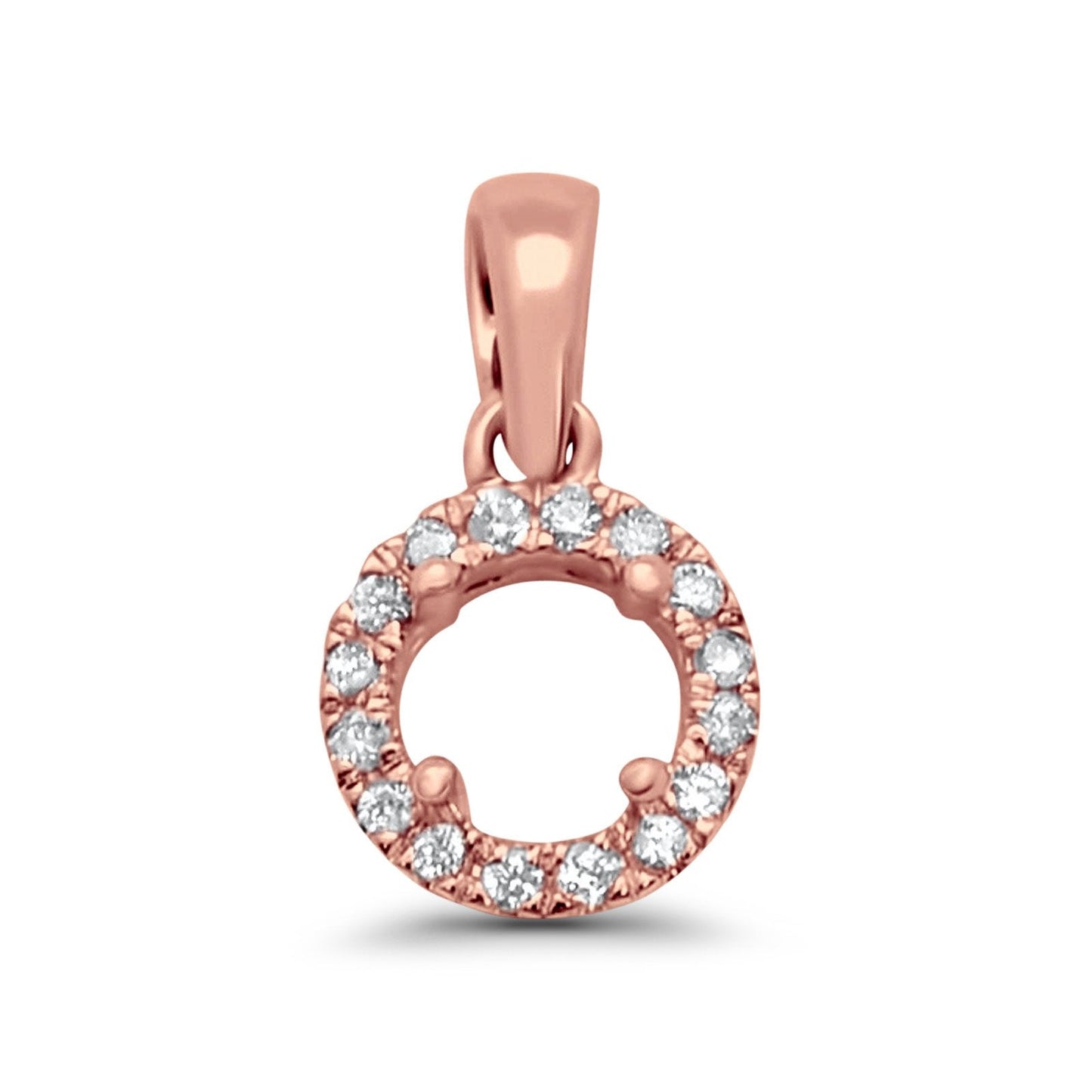 14K Rose Gold .06ct Round Diamond Semi Mount Pendant