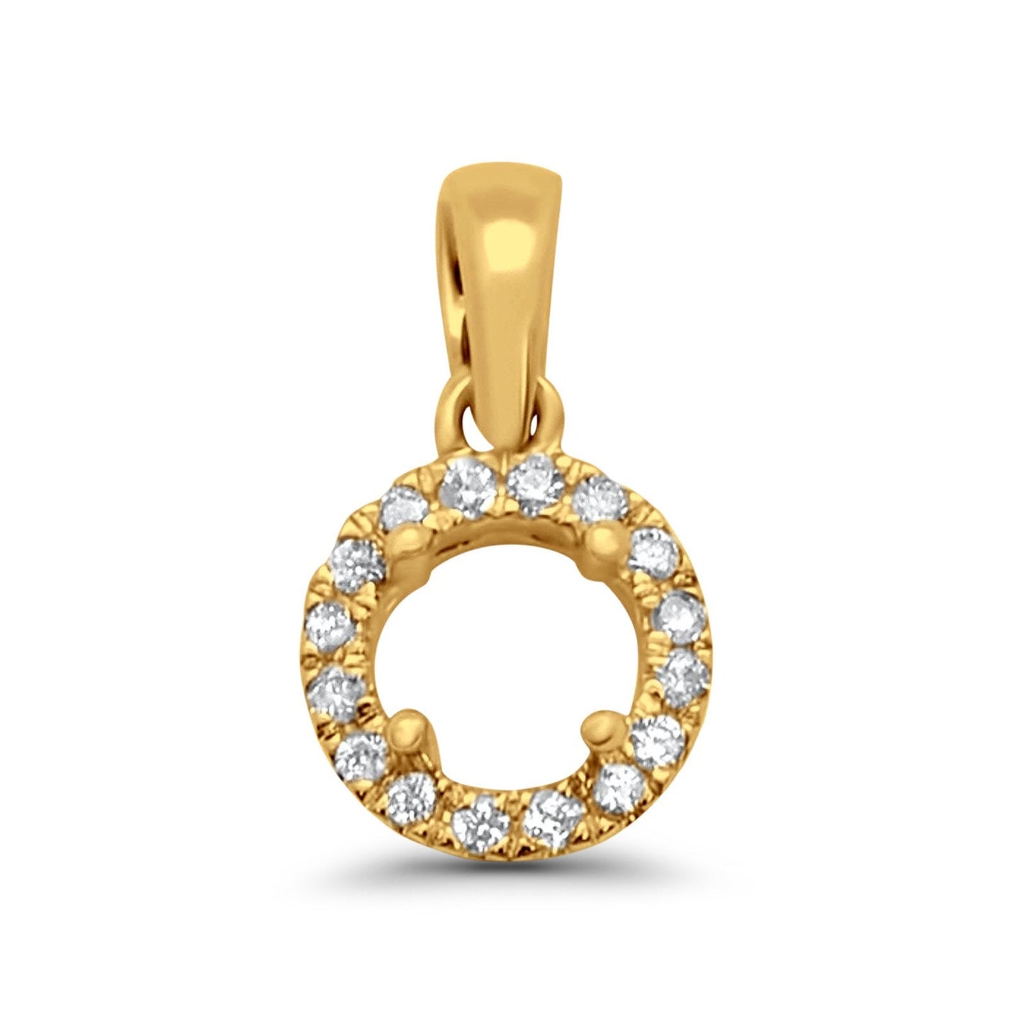 14K Yellow Gold .06ct Round Diamond Semi Mount Pendant