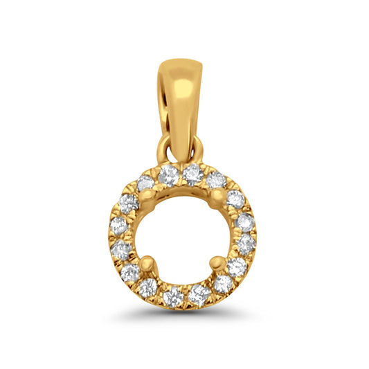 14K Yellow Gold .06ct Round Diamond Semi Mount Pendant