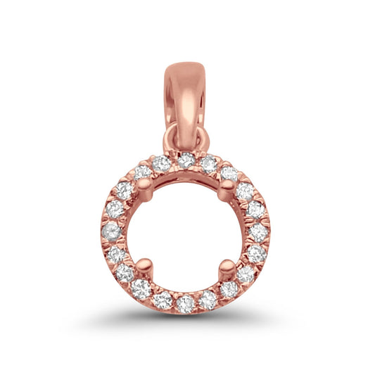 14K Rose Gold .10ct Round Diamond Semi Mount Pendant