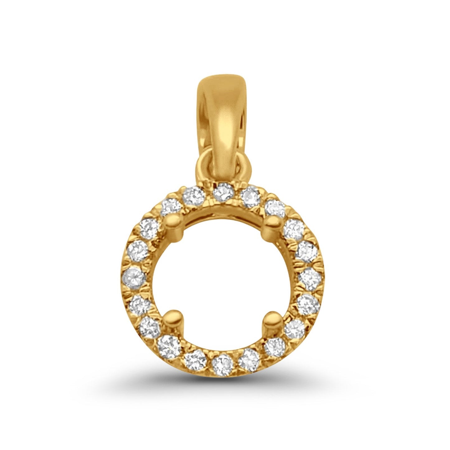 14K Yellow Gold .10ct Round Diamond Semi Mount Pendant